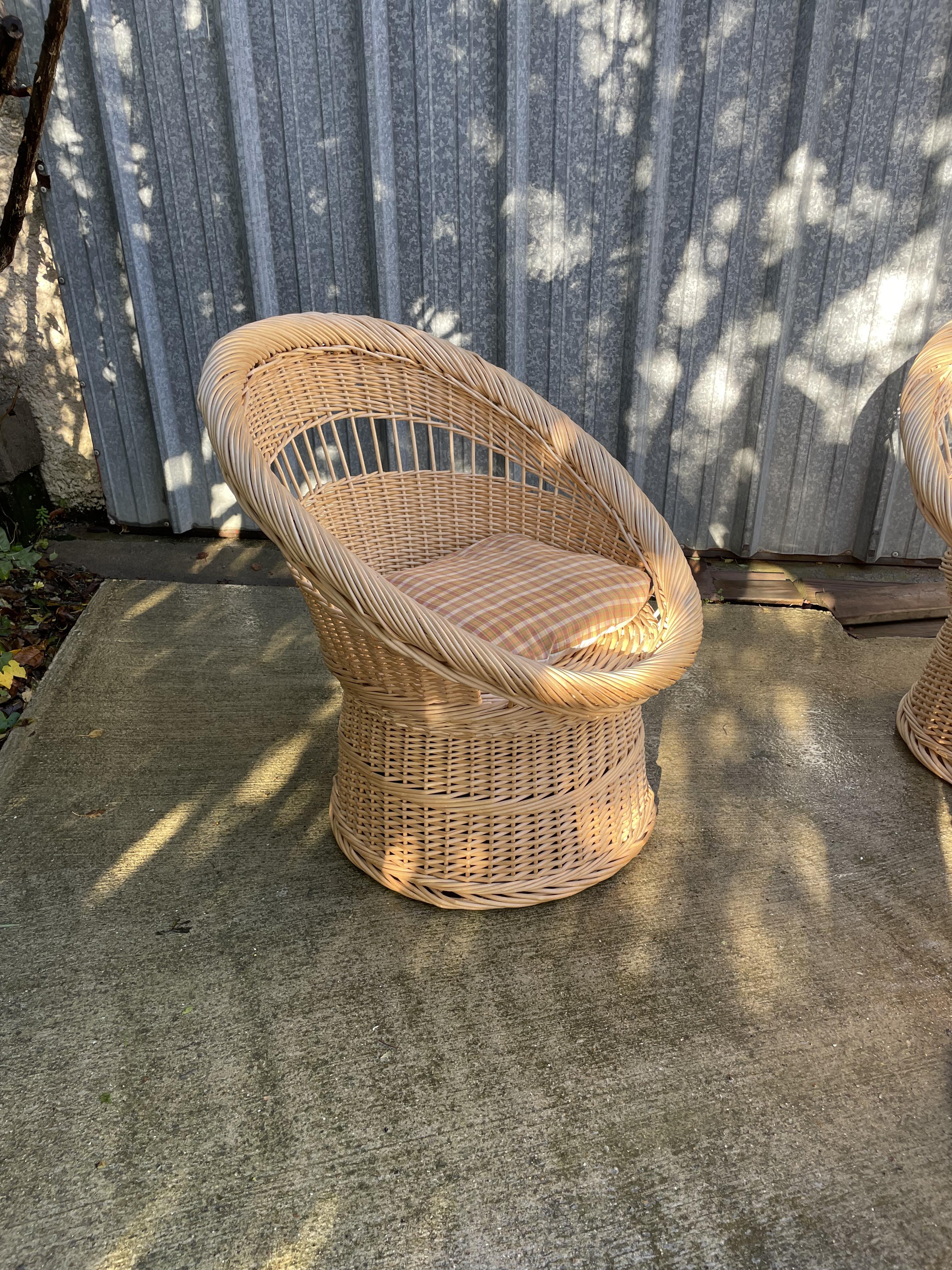 Salon en rotin années 70
