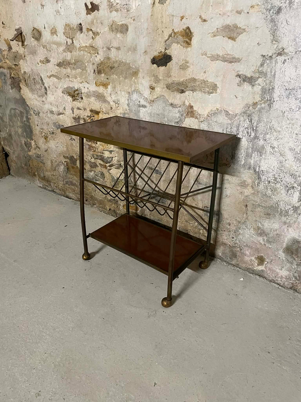 Table d’appoint vintage avec porte-revues/vinyles