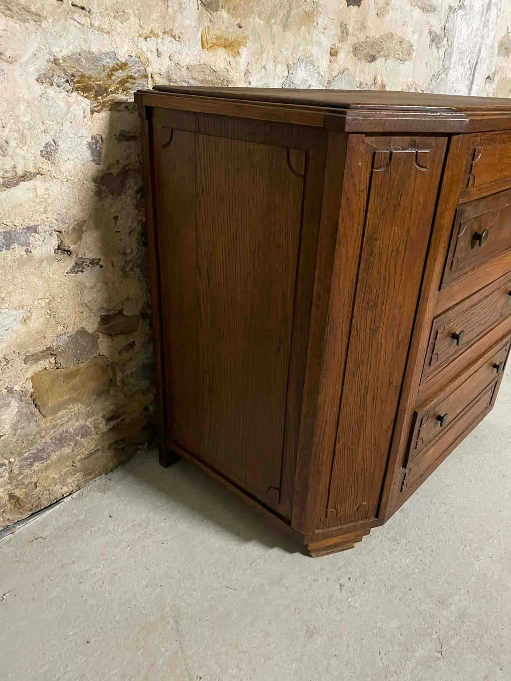 Commode en chêne massif 4 tiroirs style campagne chic