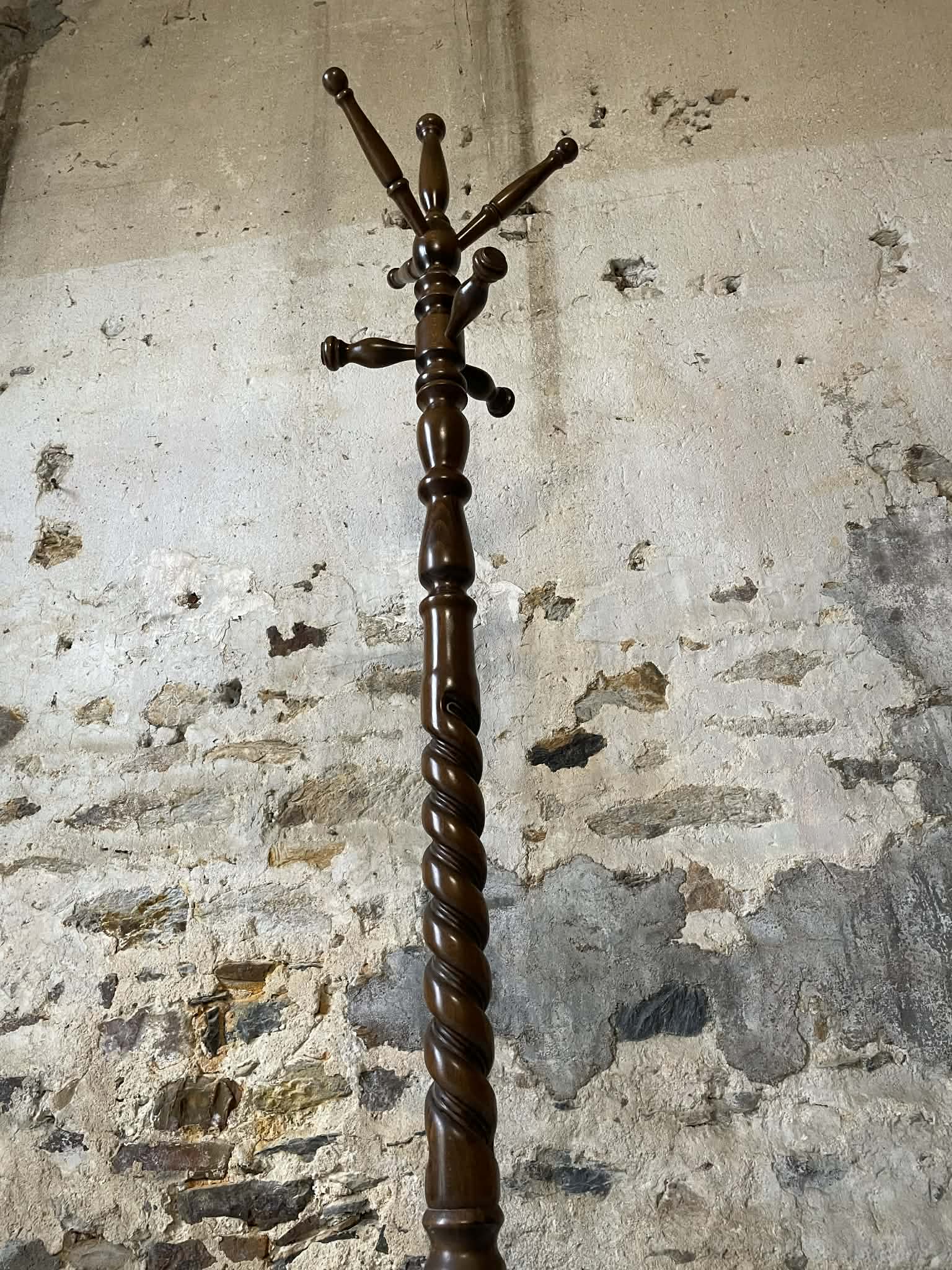 Porte-manteau ancien en bois tourné