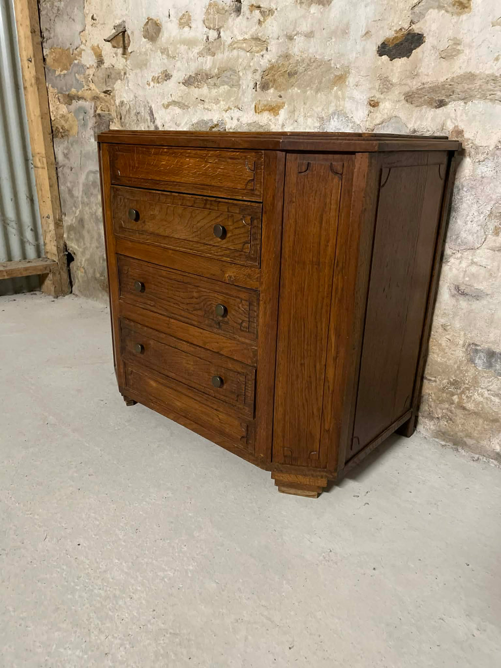 Commode en chêne massif 4 tiroirs style campagne chic
