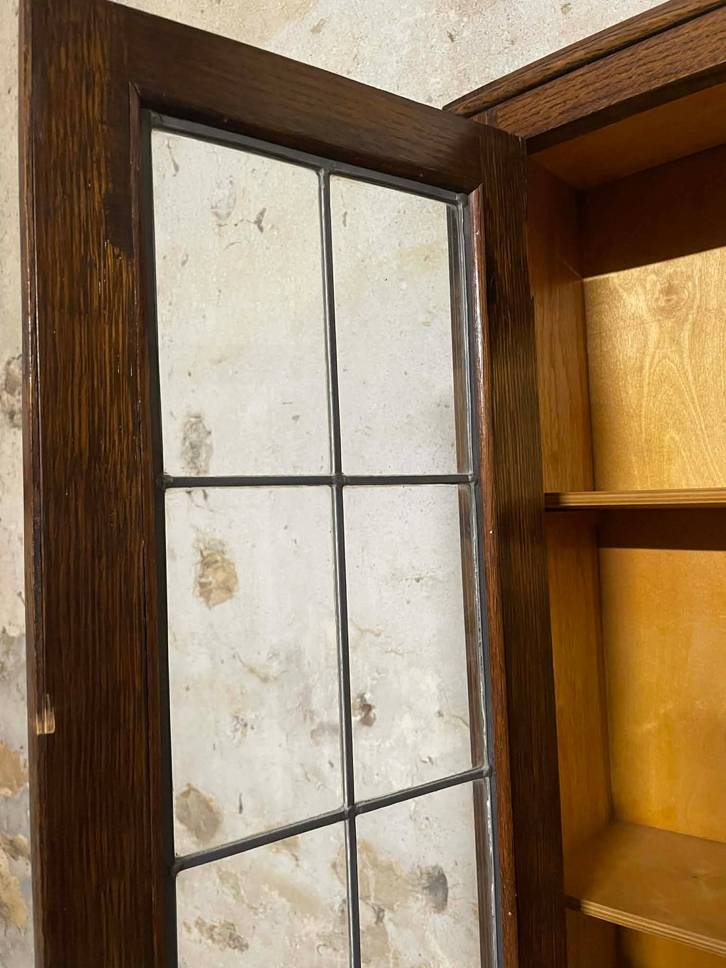 Secrétaire vitrine en chêne meuble 2 corps avec abattant