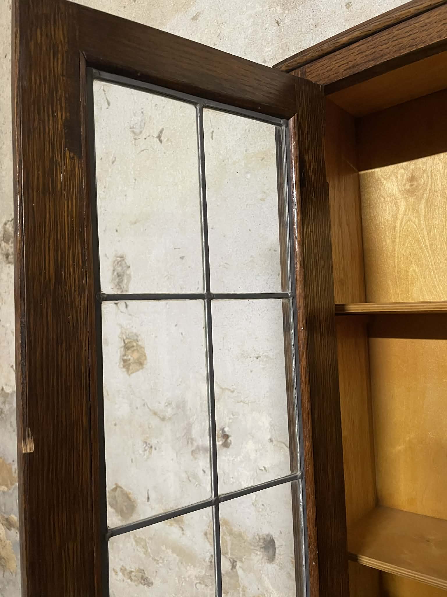 Secrétaire vitrine en chêne meuble 2 corps avec abattant