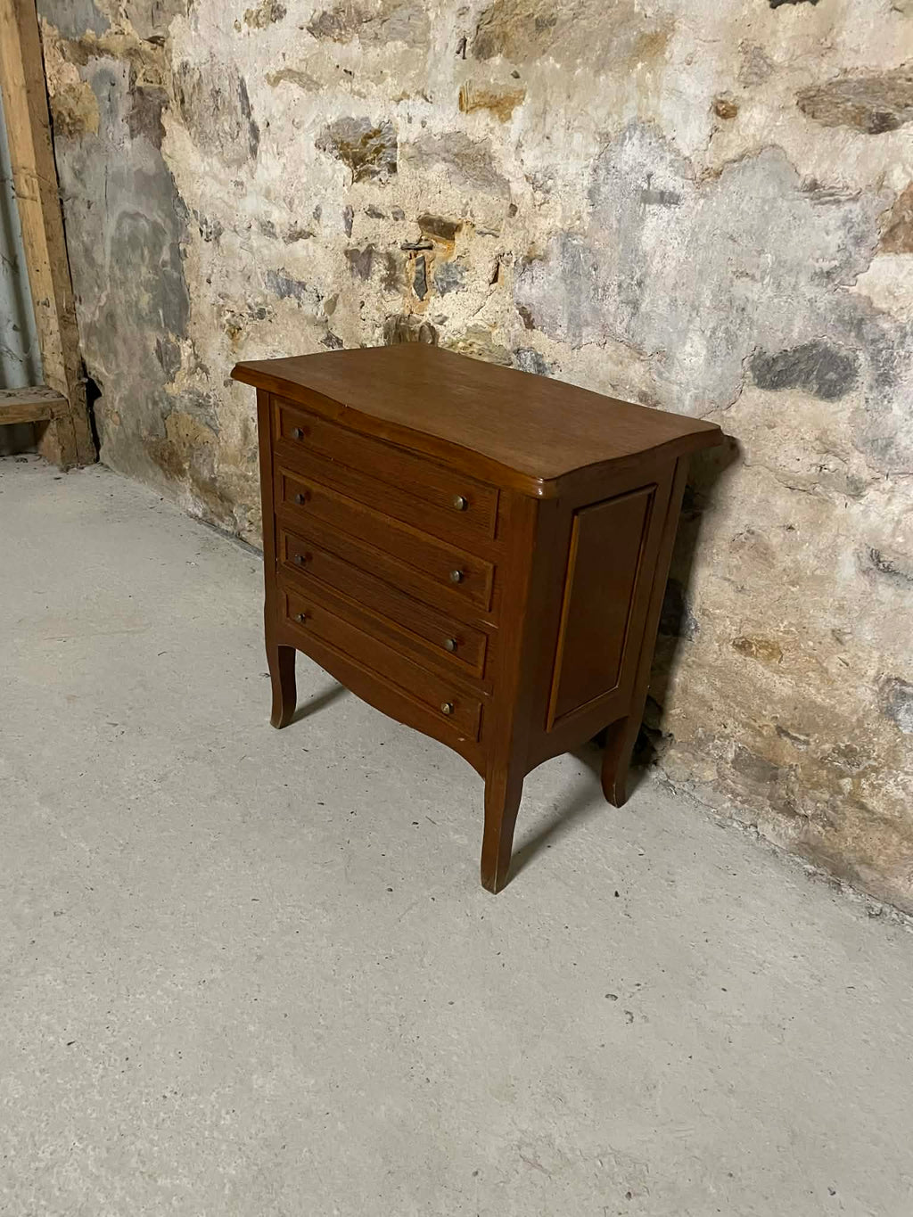Petite commode bois 3 tiroirs plateau ouvrant compartiments