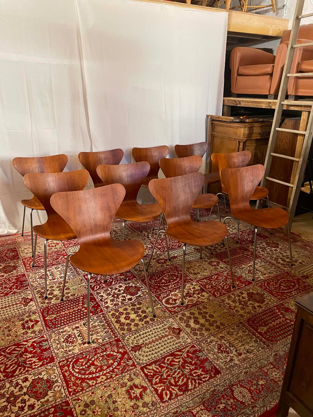 Lot de 11 chaises Series 7 par Arne Jacobsen pour Fritz Hansen – Teck