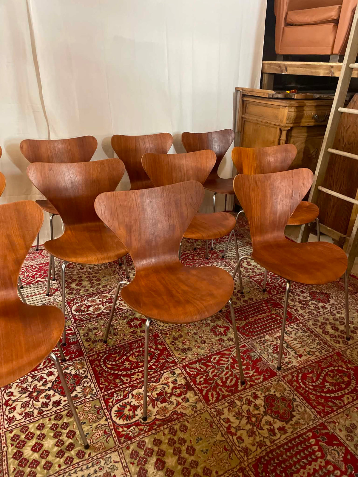 Lot de 11 chaises Series 7 par Arne Jacobsen pour Fritz Hansen – Teck