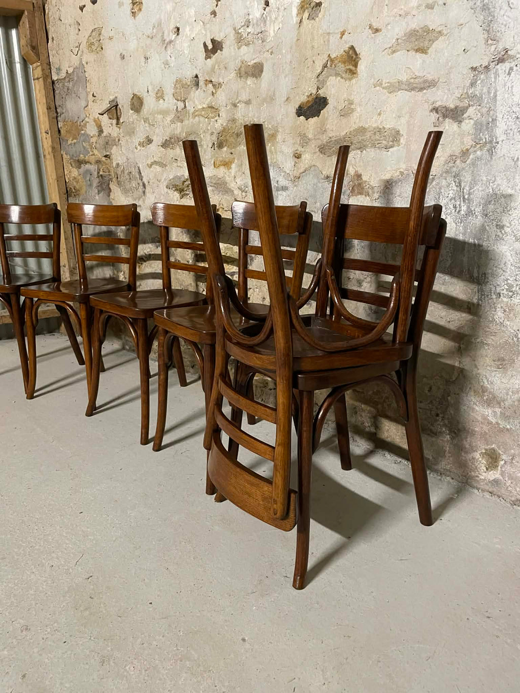 Lot de 6 chaises Baumann en bois courbé