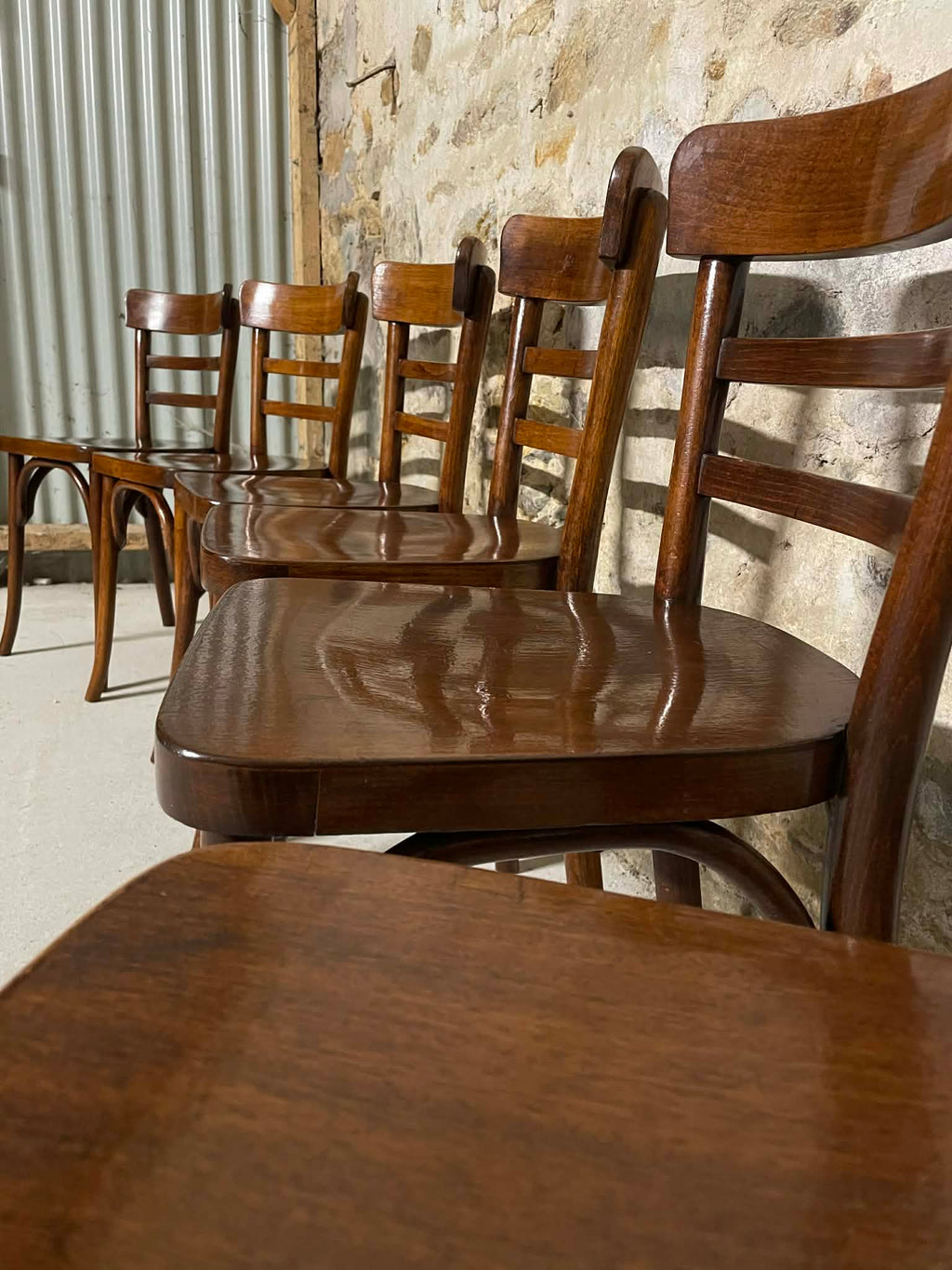 Lot de 6 chaises Baumann en bois courbé