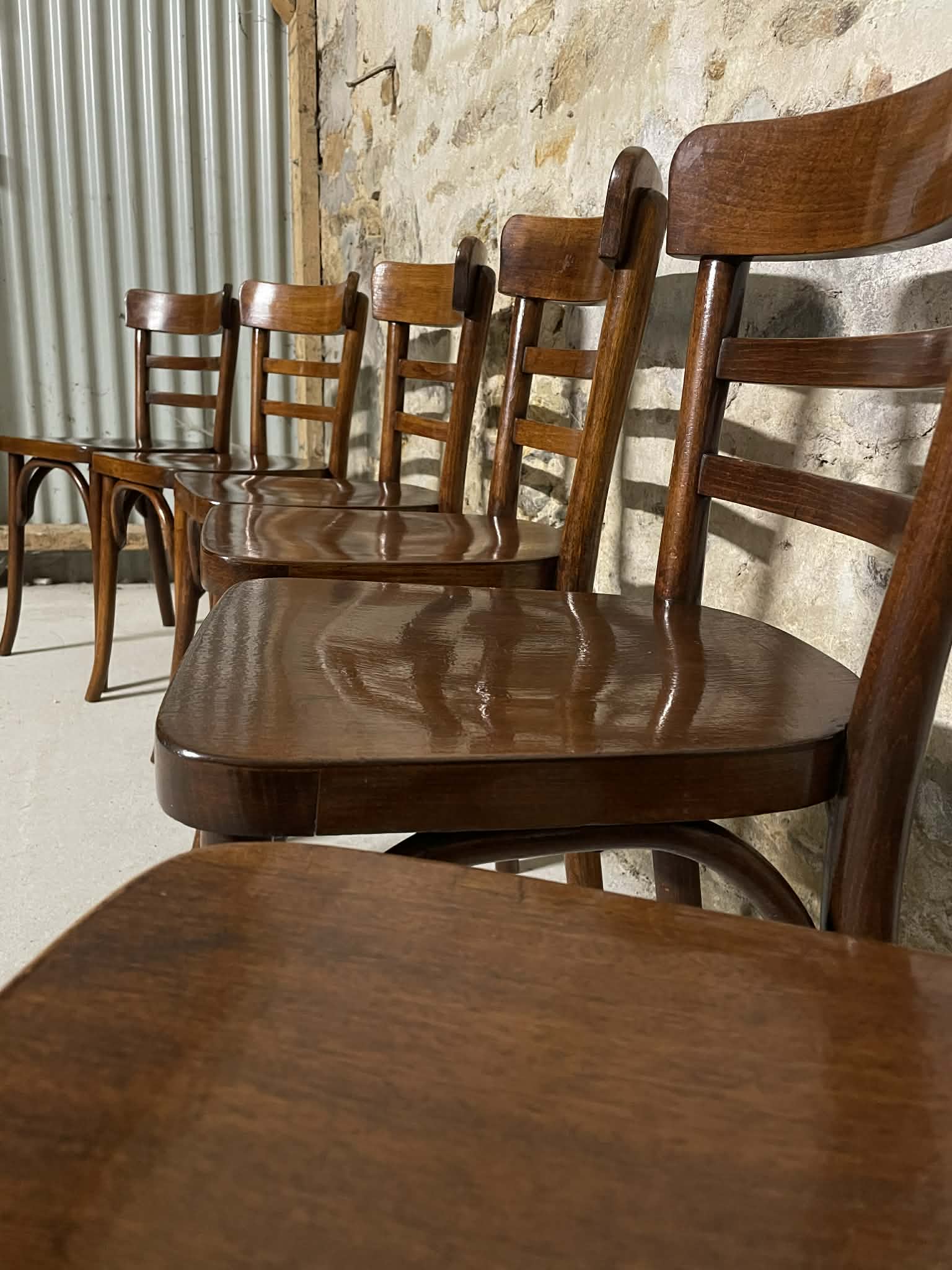 Lot de 6 chaises Baumann en bois courbé