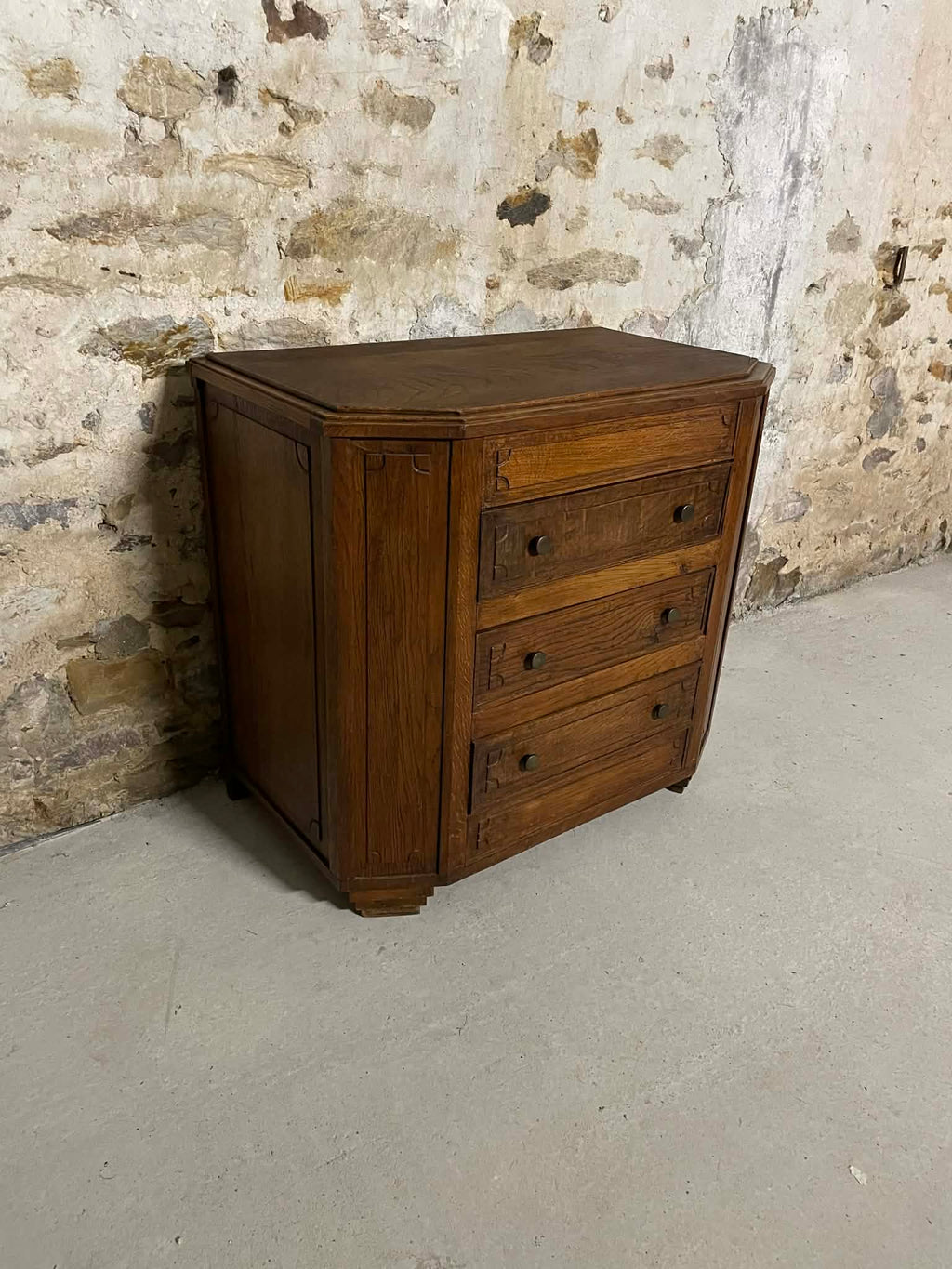 Commode en chêne massif 4 tiroirs style campagne chic