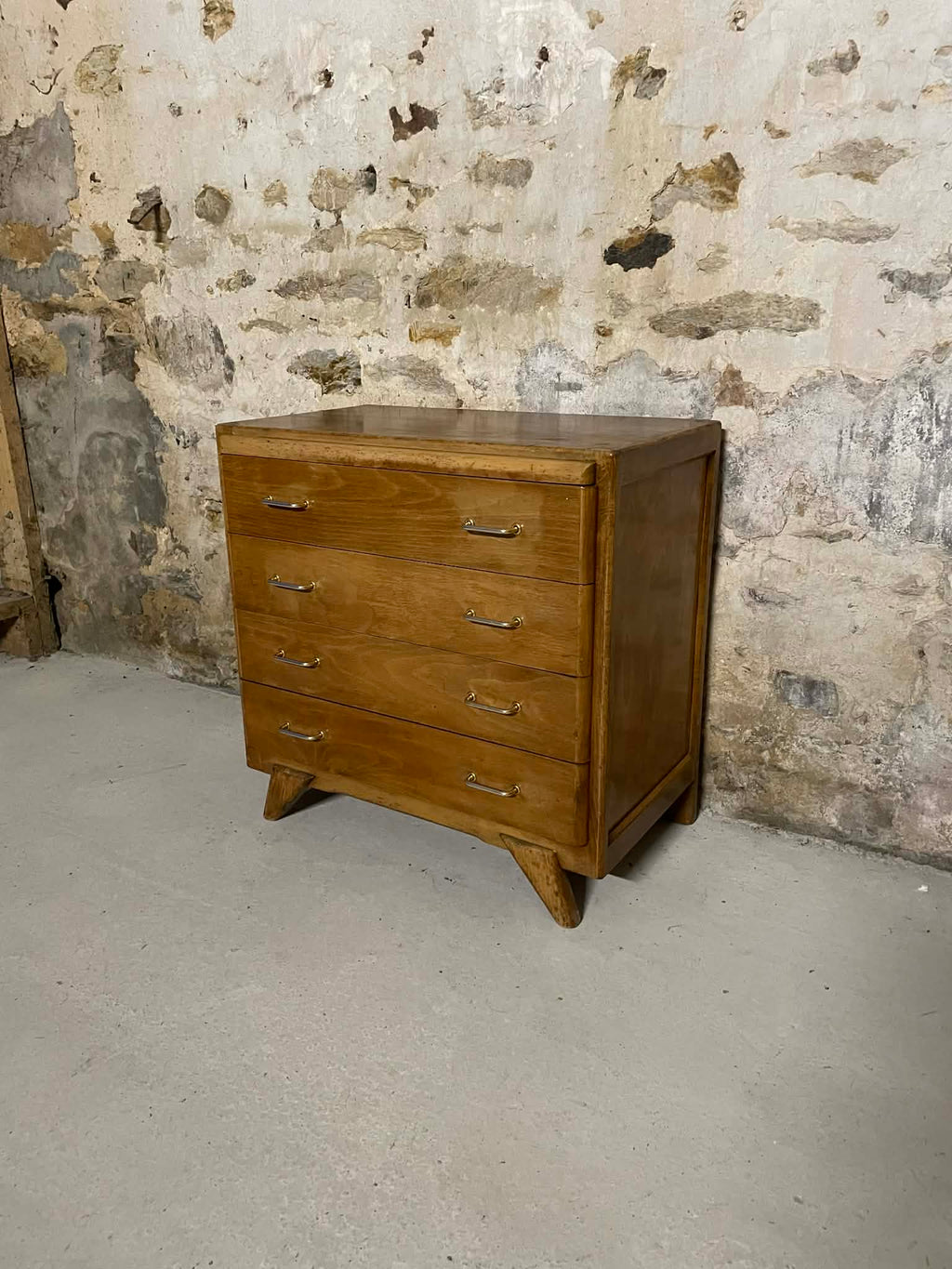 Commode vintage 4 tiroirs pieds compas