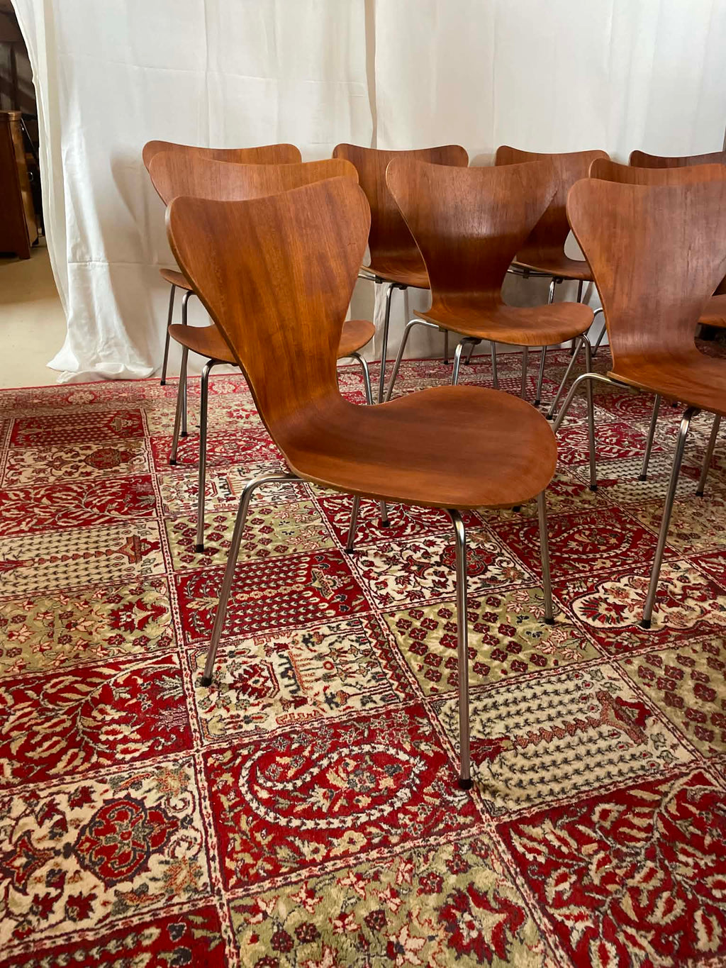 Lot de 11 chaises Series 7 par Arne Jacobsen pour Fritz Hansen – Teck