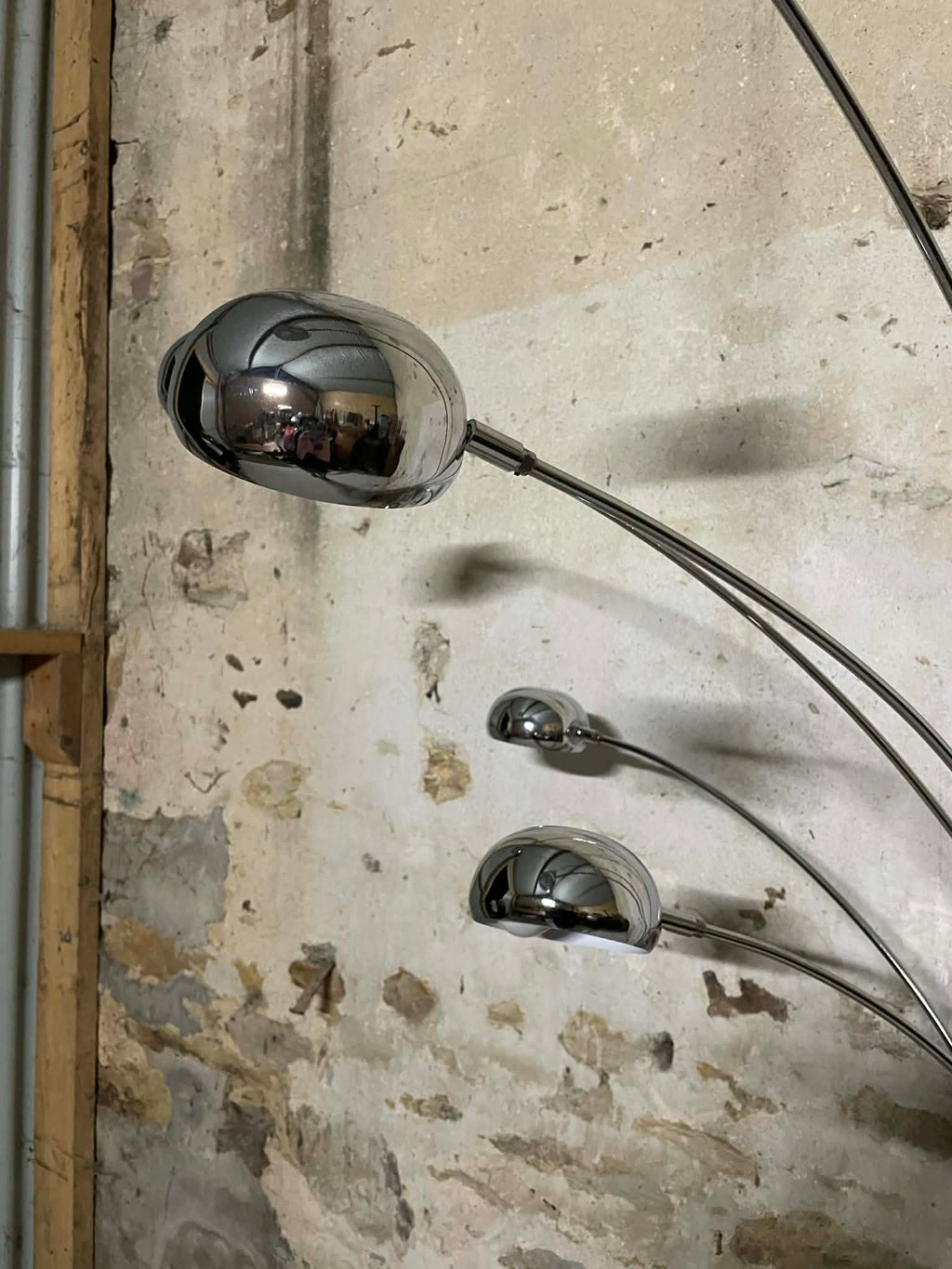 Lampadaire vintage arc chrome et marbre 5 branches années 70
