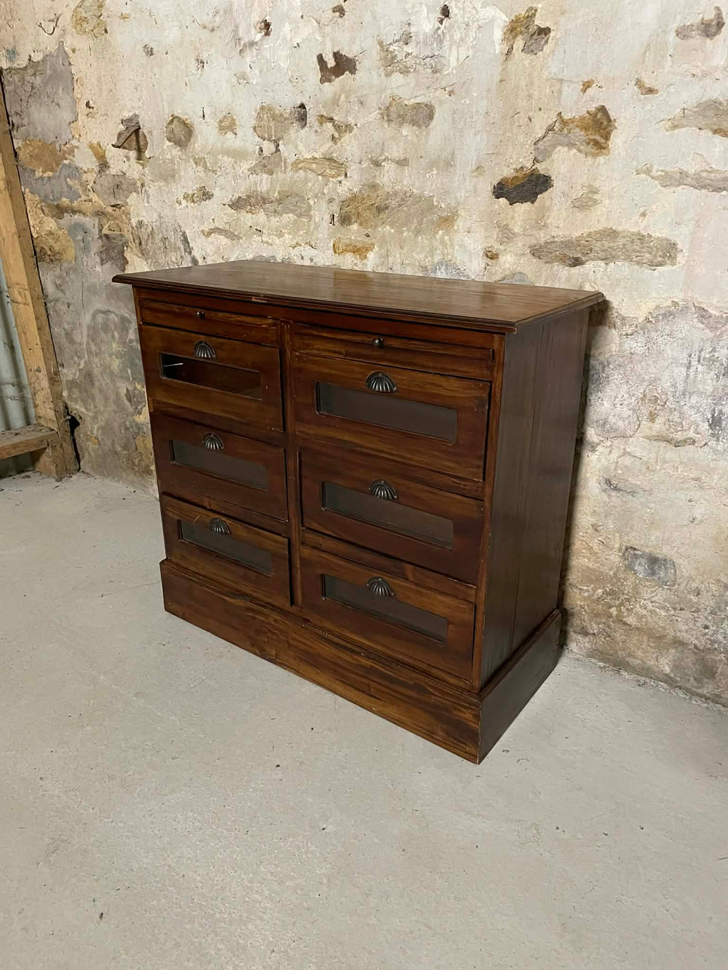Meuble de métier ancien 6 tiroirs en bois