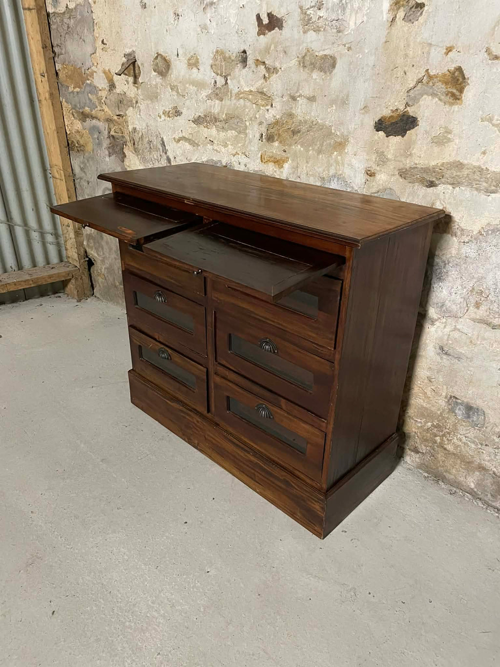 Meuble de métier ancien 6 tiroirs en bois