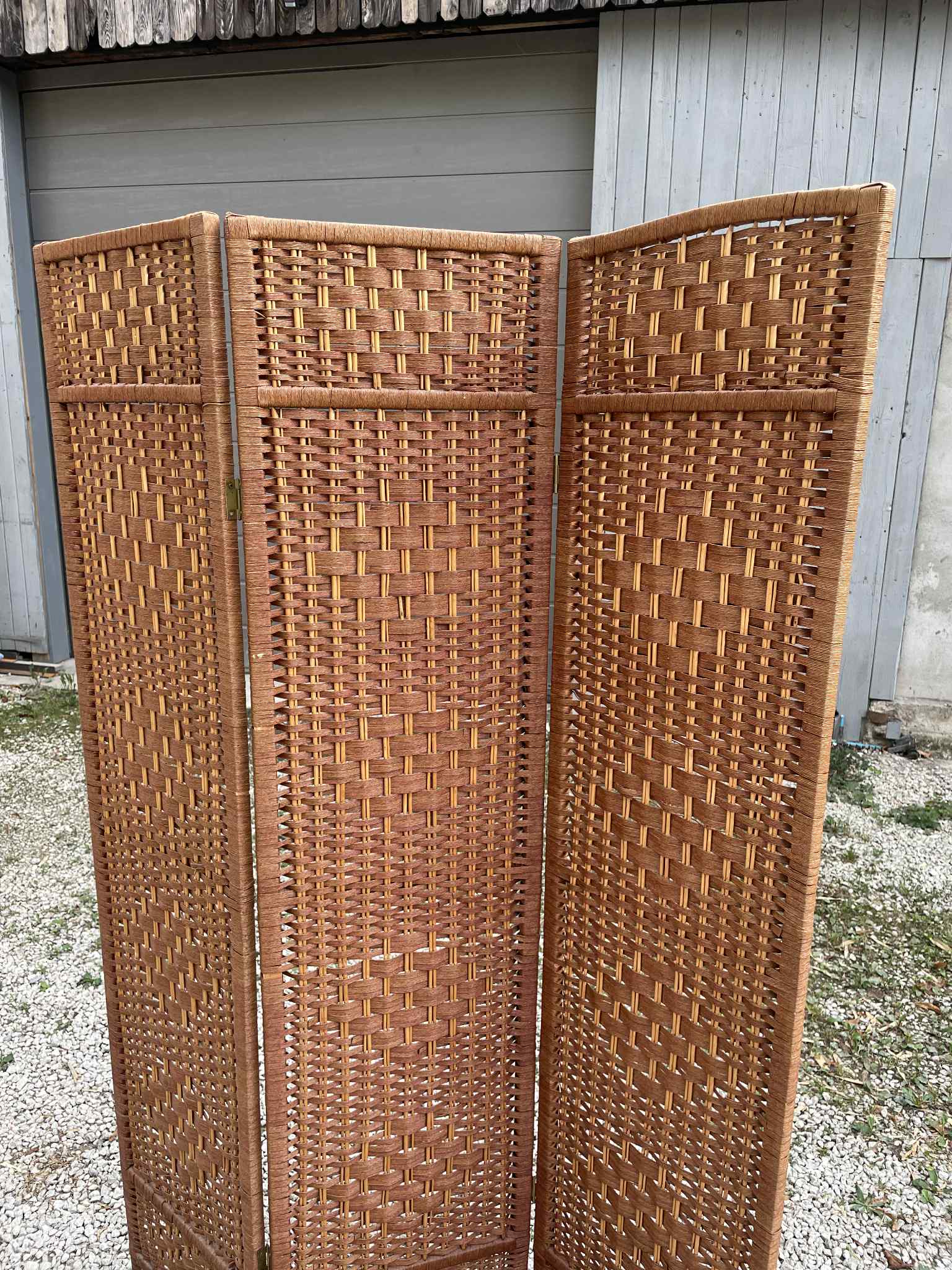 Paravent vintage en rotin