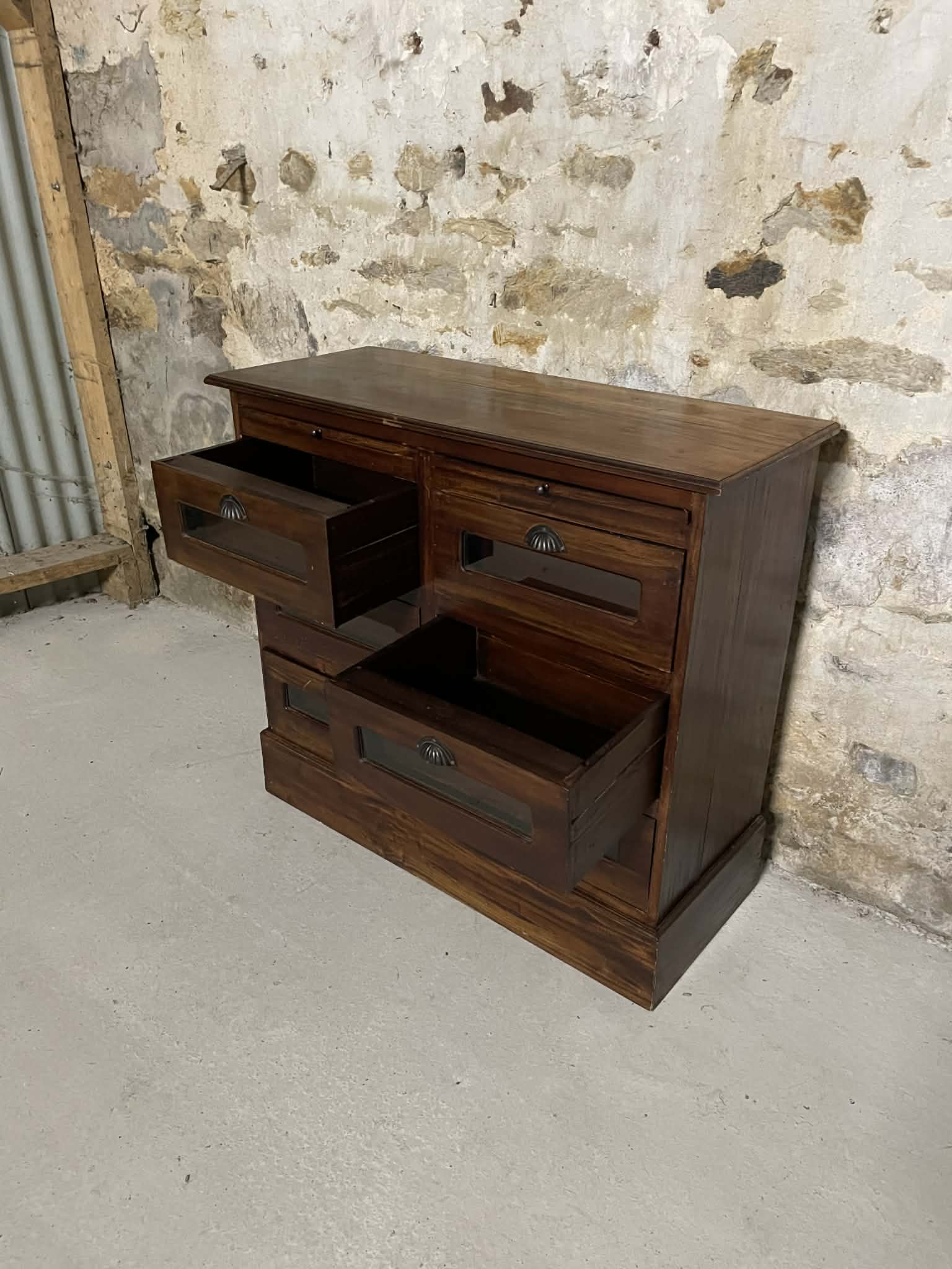 Meuble de métier ancien 6 tiroirs en bois