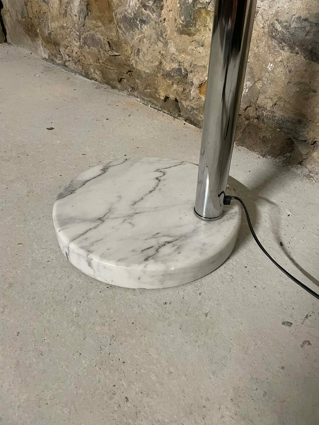 Lampadaire vintage arc chrome et marbre 5 branches années 70
