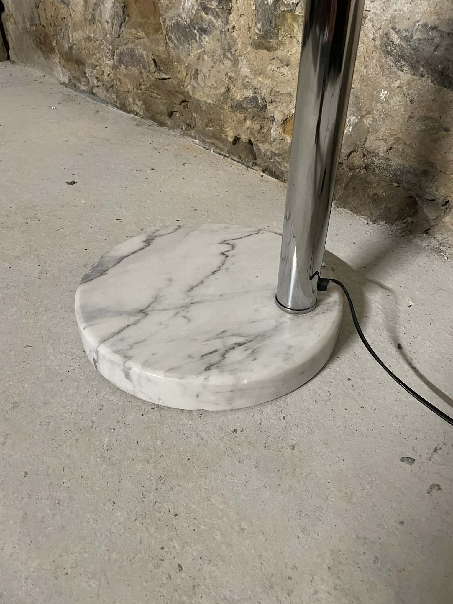 Lampadaire vintage arc chrome et marbre 5 branches années 70