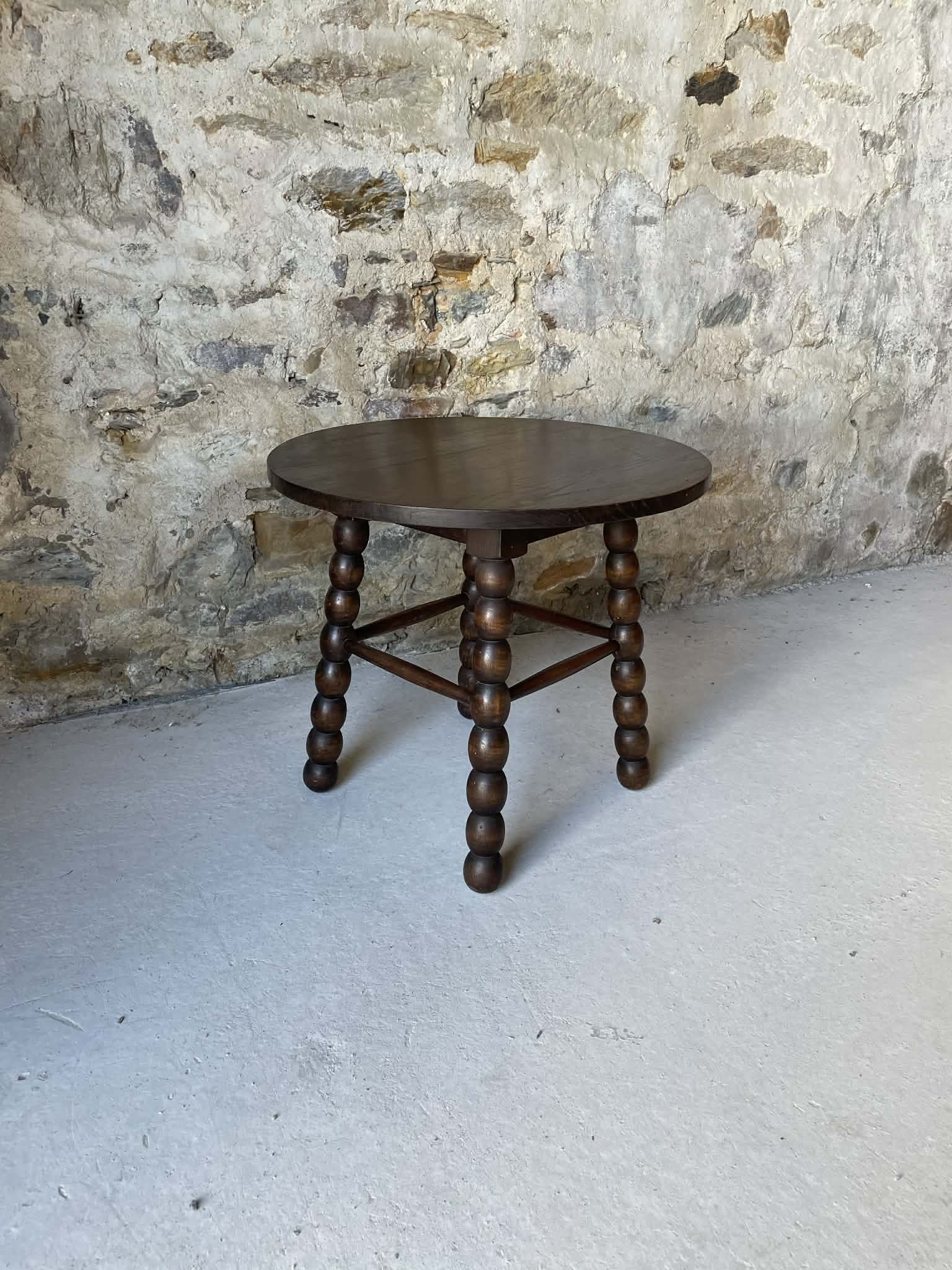 Table basse ronde en bois pieds tournés
