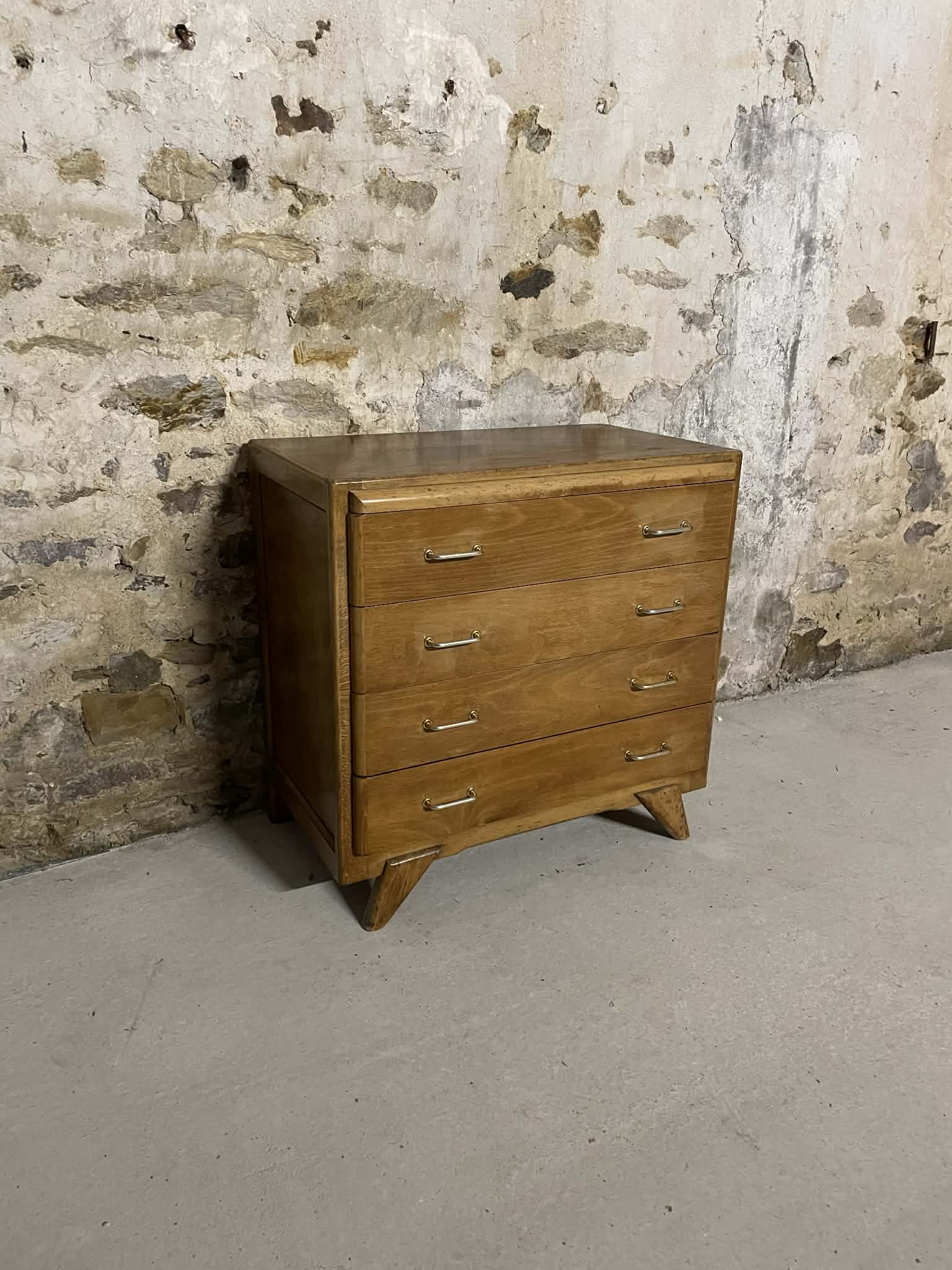 Commode vintage 4 tiroirs pieds compas