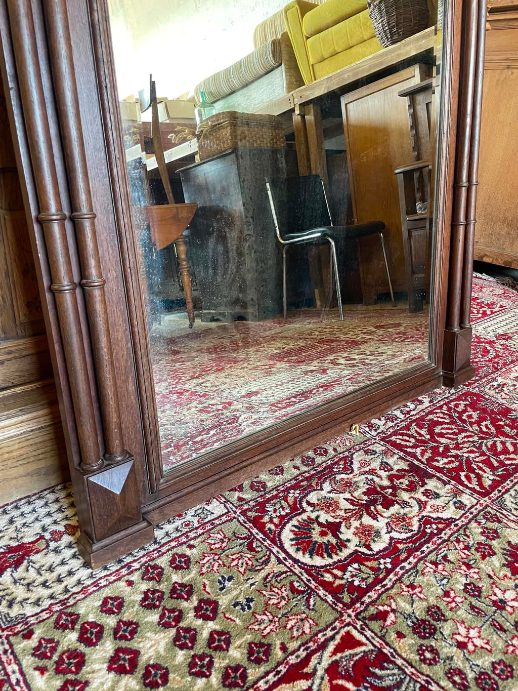 Grand miroir trumeau ancien en chêne massif – Style Henri II