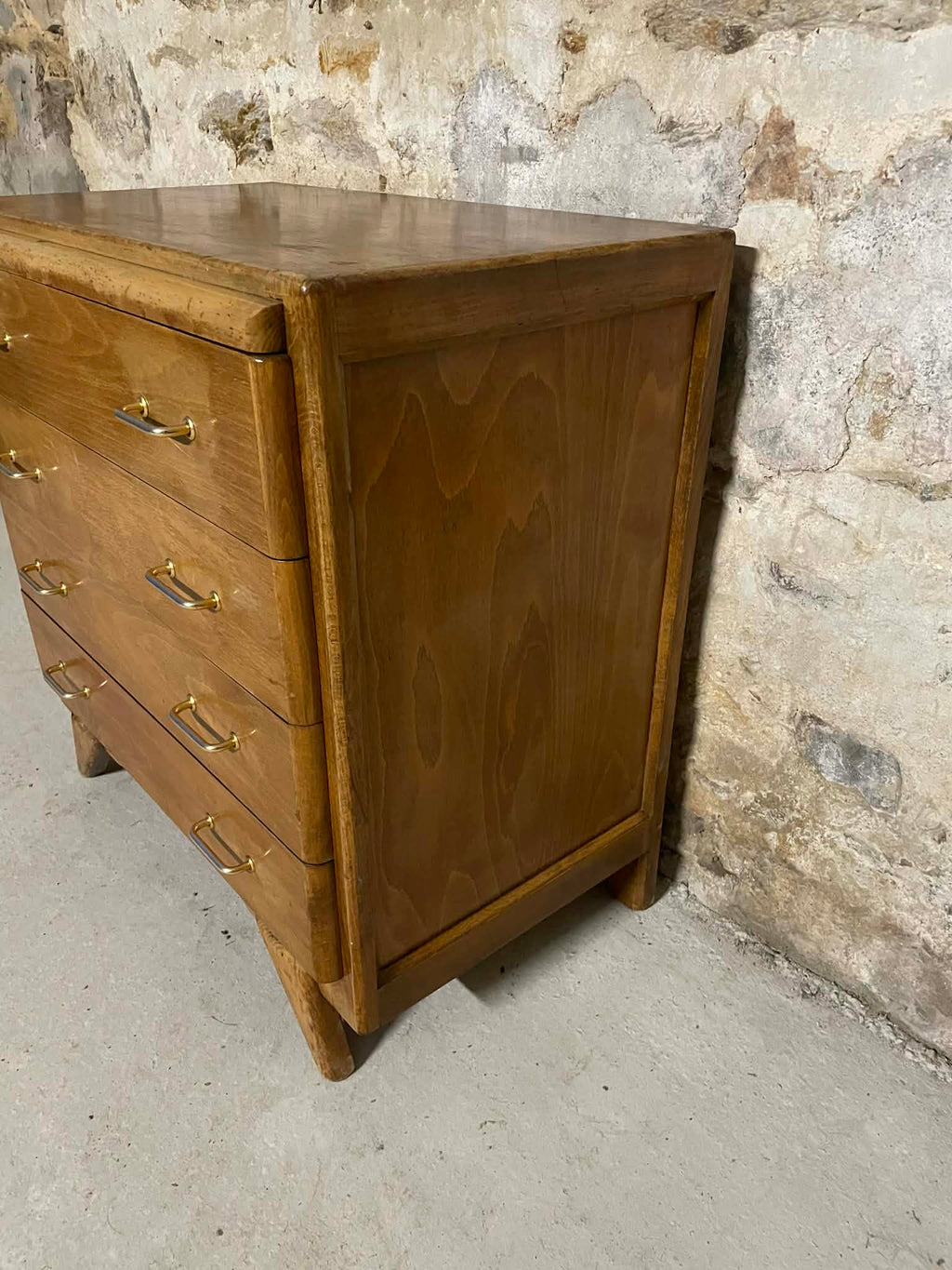 Commode vintage 4 tiroirs pieds compas