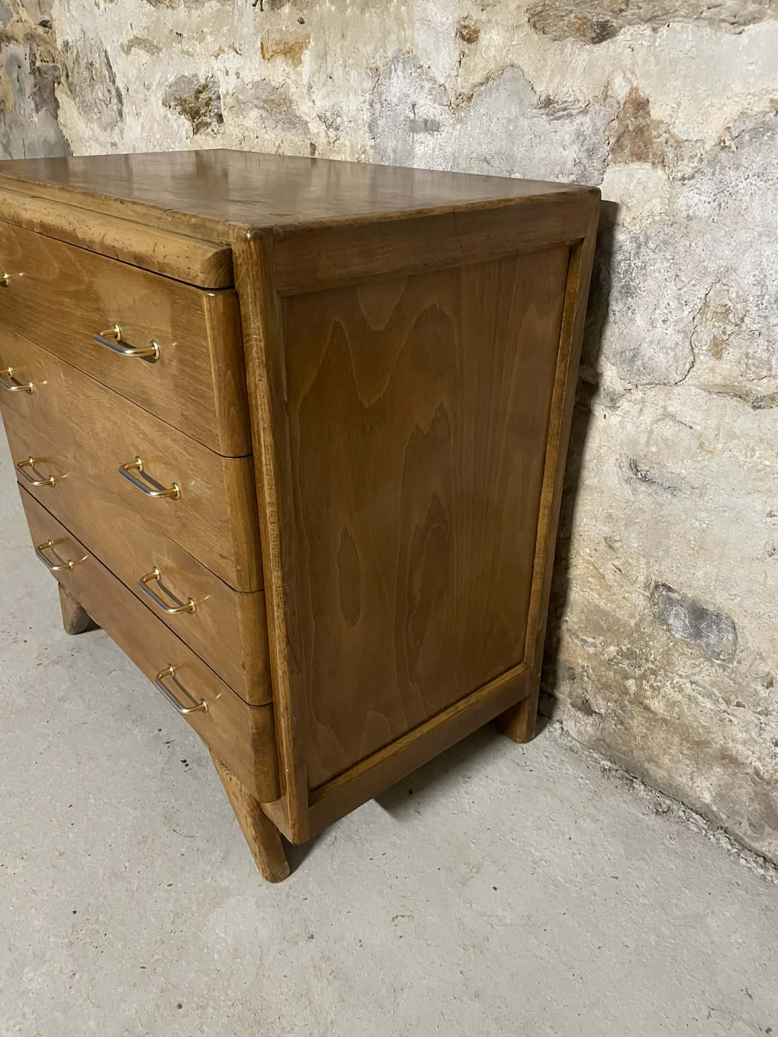 Commode vintage 4 tiroirs pieds compas