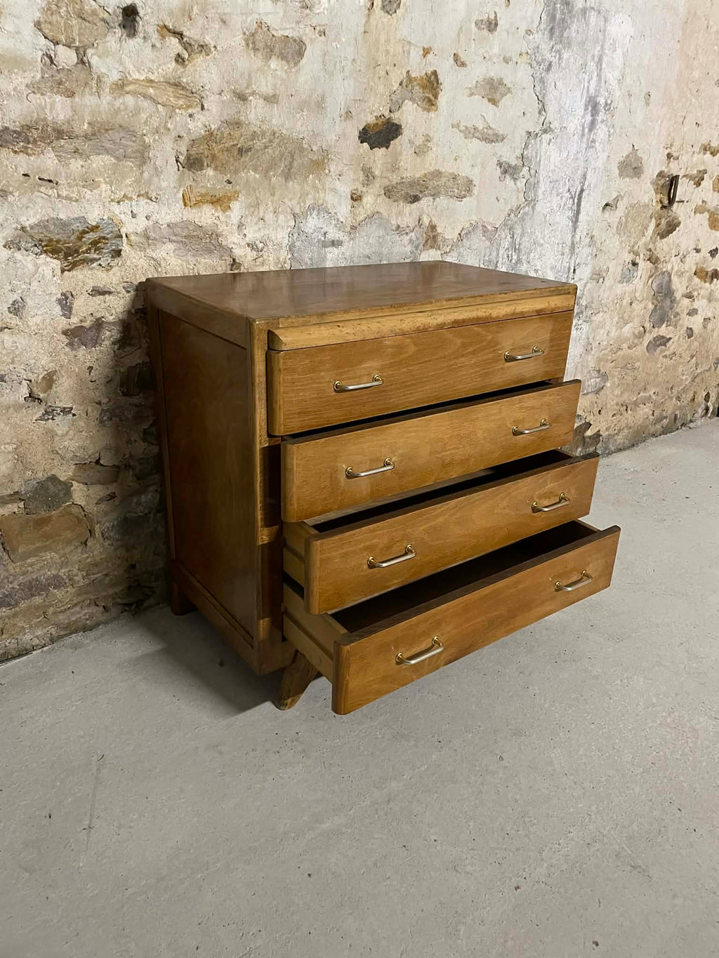 Commode vintage 4 tiroirs pieds compas