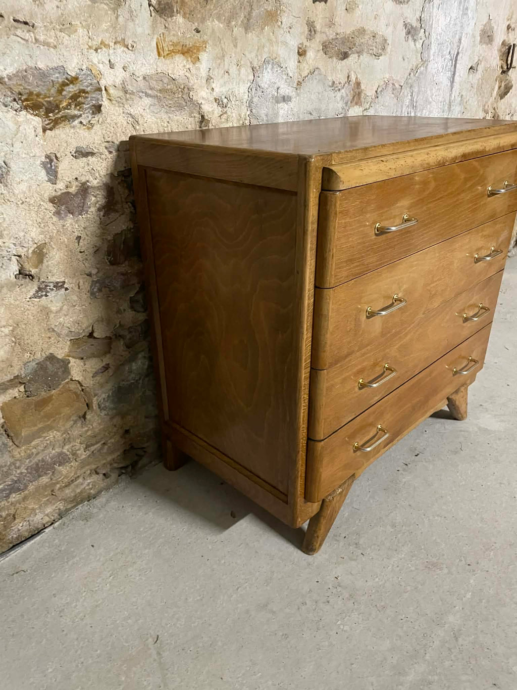 Commode vintage 4 tiroirs pieds compas
