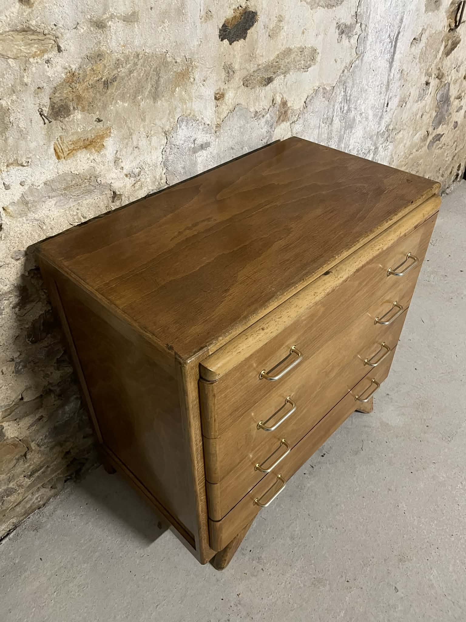 Commode vintage 4 tiroirs pieds compas
