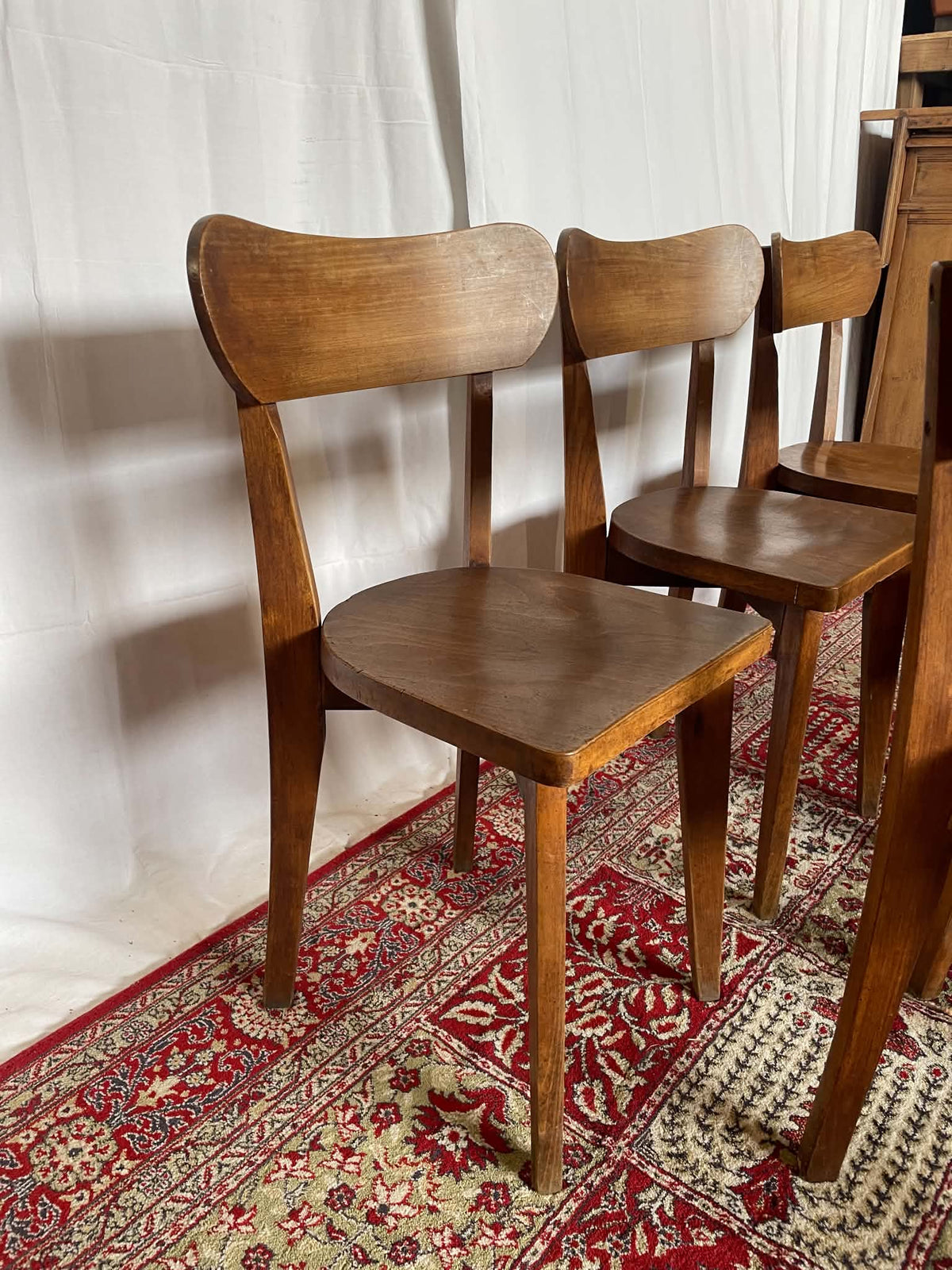 Lot de 5 chaises bistrot vintage en bois – Style Baumann