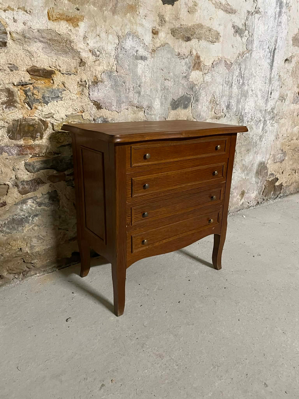 Petite commode bois 3 tiroirs plateau ouvrant compartiments
