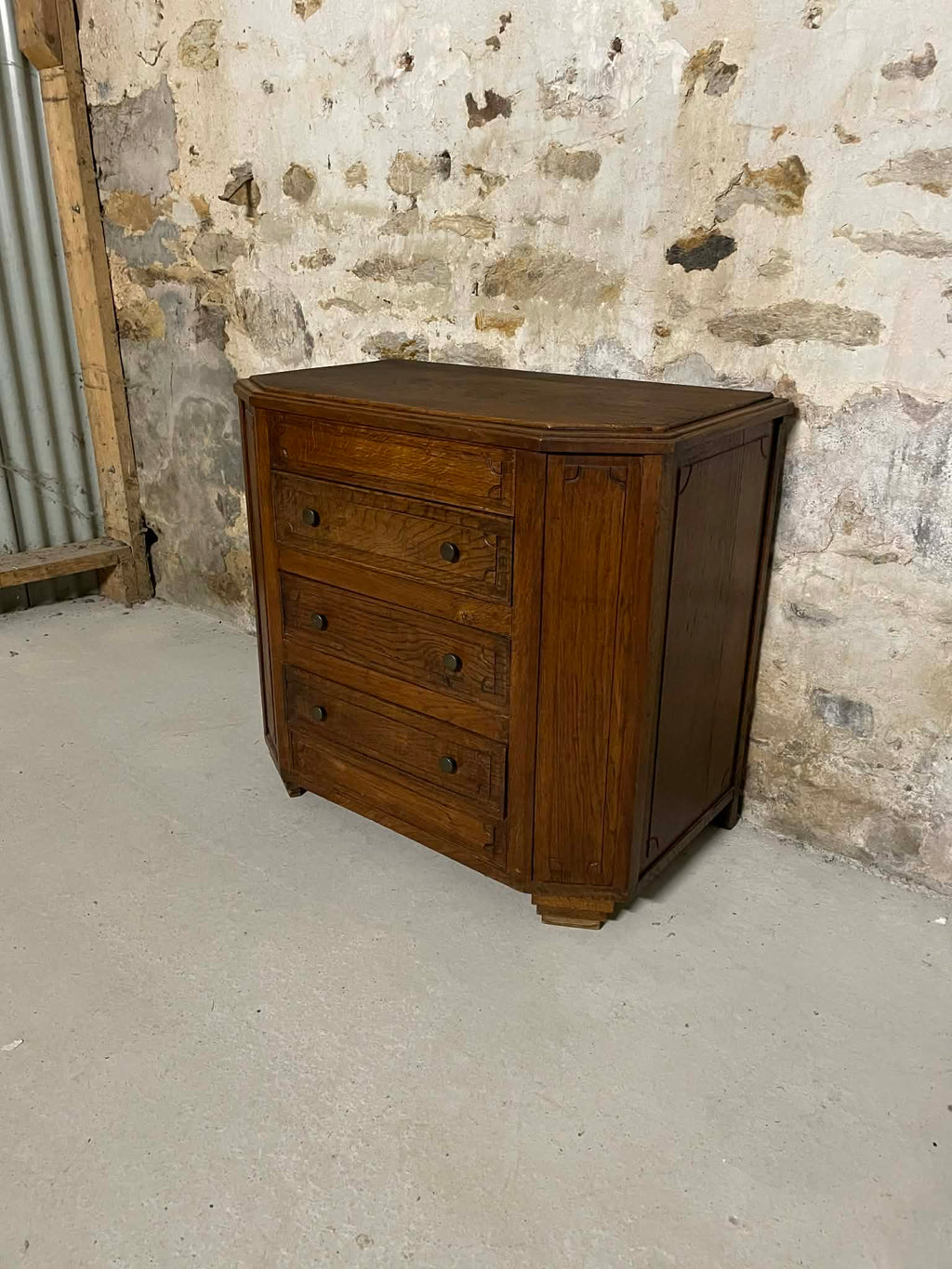 Commode en chêne massif 4 tiroirs style campagne chic