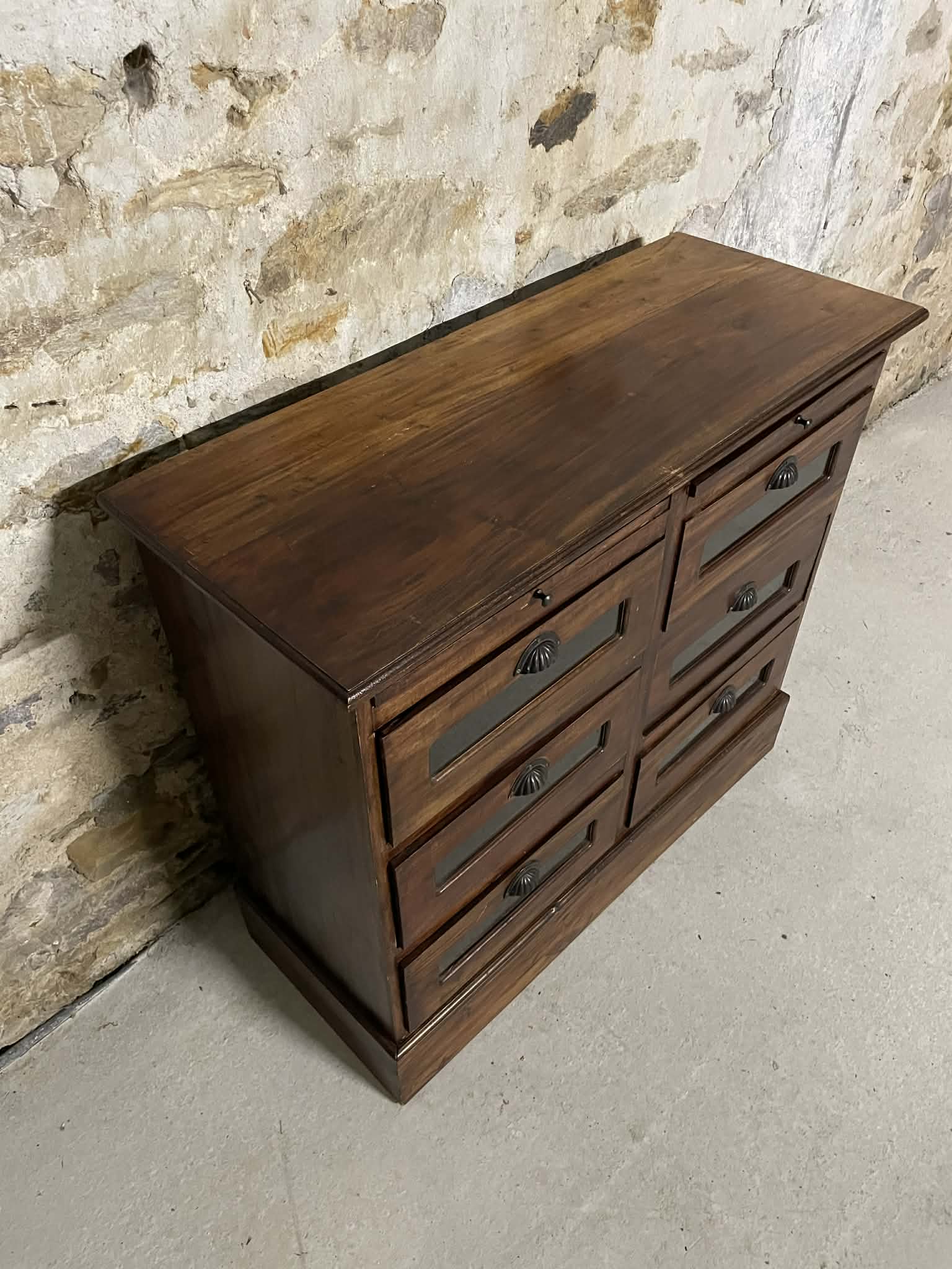 Meuble de métier ancien 6 tiroirs en bois