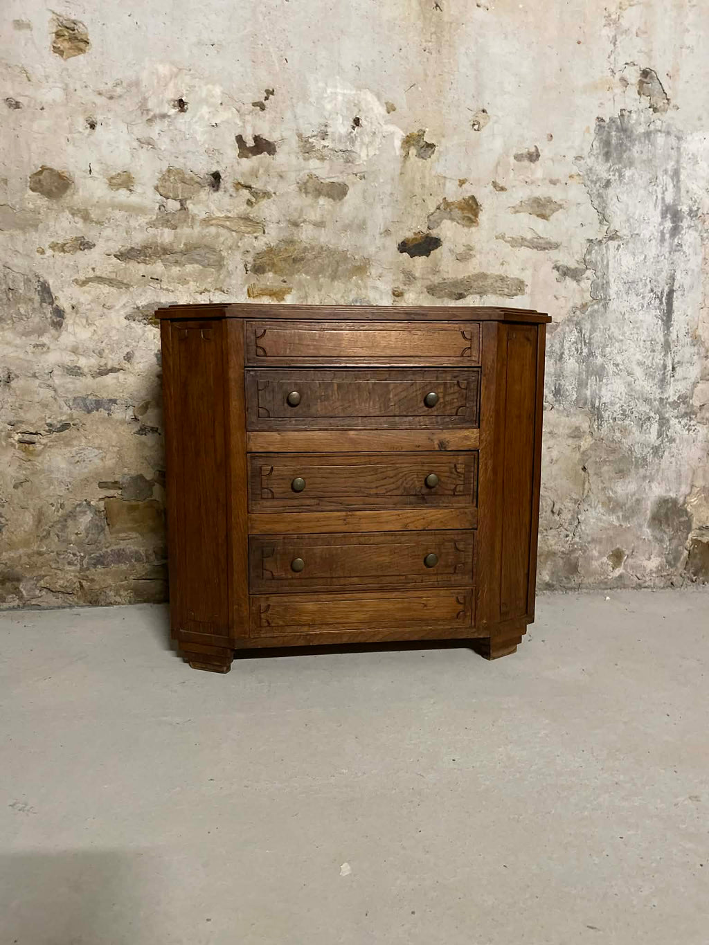 Commode en chêne massif 4 tiroirs style campagne chic